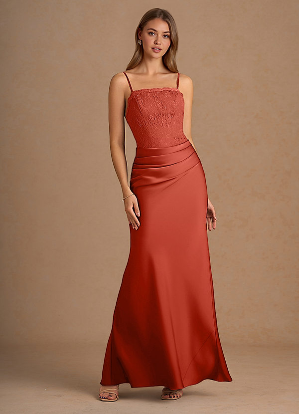 Elodie Rust Lace Satin Mermaid Prom Dress image1
