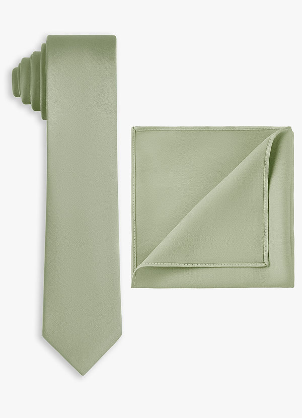 front Set cravatta sottile in raso elasticizzato e fazzoletto da taschino