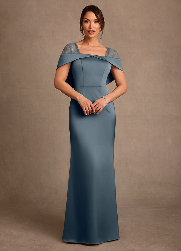 Azazie Henrieta Mother of the Brides Dresses Twilight Sheath Lace Stretch Satin Dress image1
