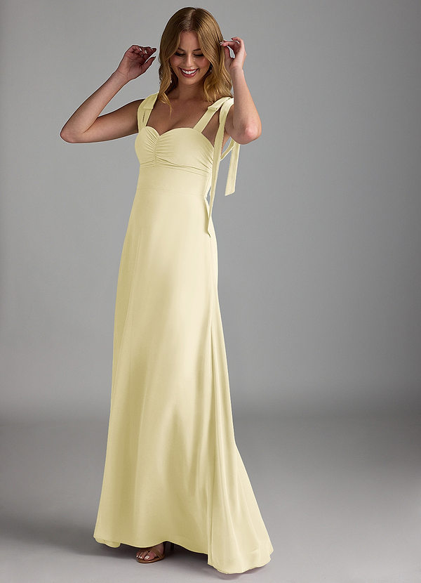 Azazie Lizet Bridesmaid Dresses Lemon Sorbet A-Line Sweetheart Neckline Chiffon Dress image1