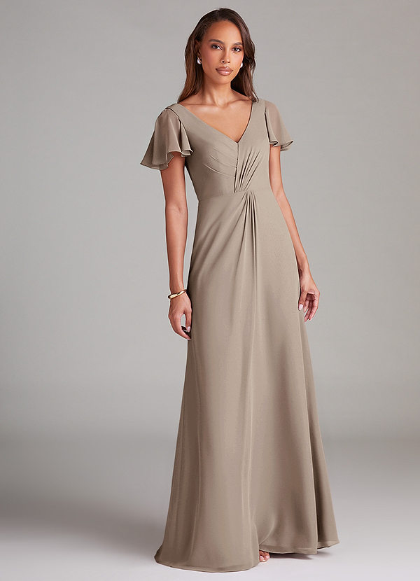 Azazie Soren Bridesmaid Dresses Frost A-Line Ruched Chiffon Dress image1