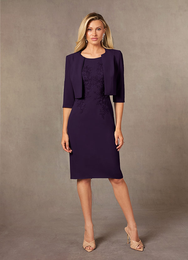 Azazie Ryne Mother of the Brides Dresses Plum Sheath Lace Dress image1
