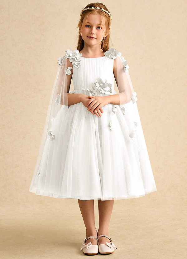 Azazie Staria Flower Girl Dresses Ivory Ball-Gown Ruched Tulle Dress image1