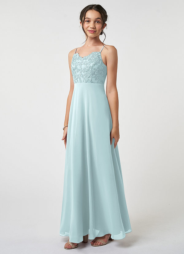 Azazie Sonya Junior Mist A-Line Lace Chiffon Dress image1