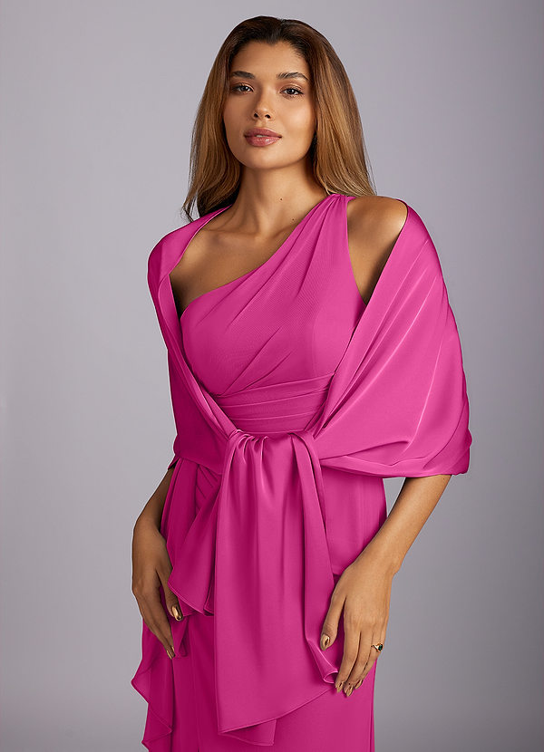 front Azazie Châle En Satin Extensible Aleena De Couleur Assortie