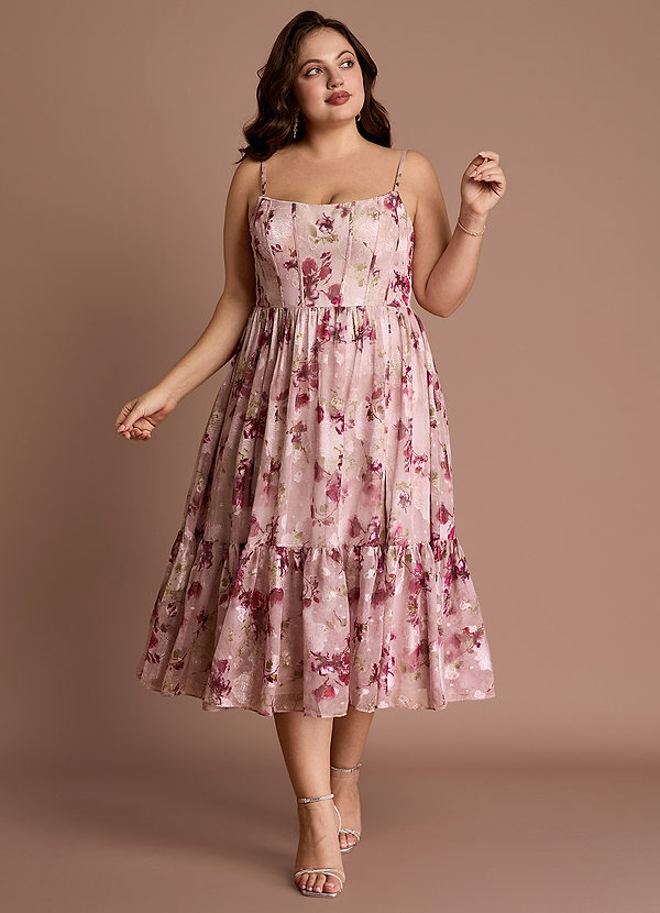 Gigi Mauve Floral Midi Dress image1