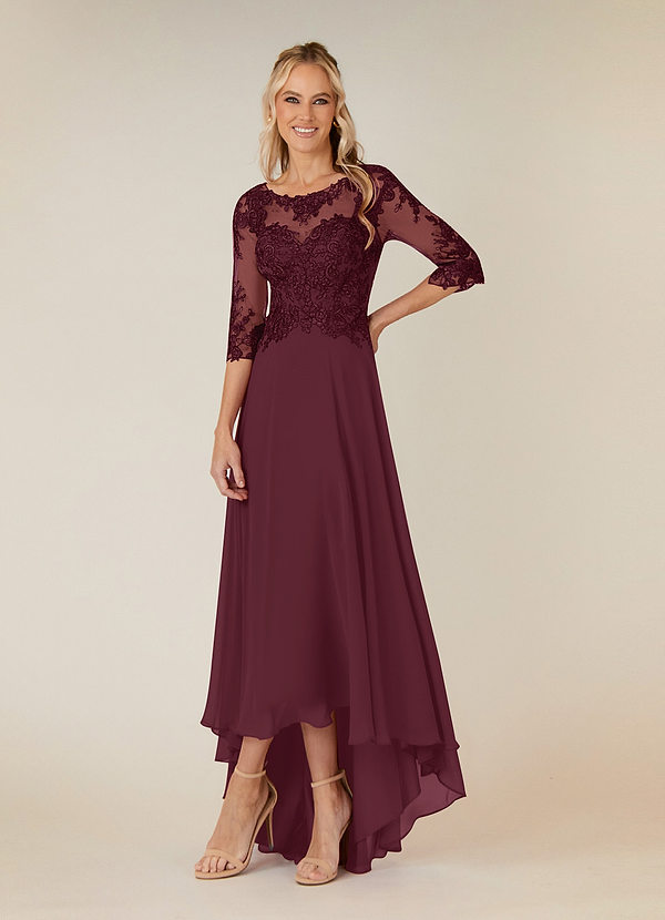 Azazie Monza Mother of the Brides Dresses Cabernet A-Line Lace Chiffon Dress image1