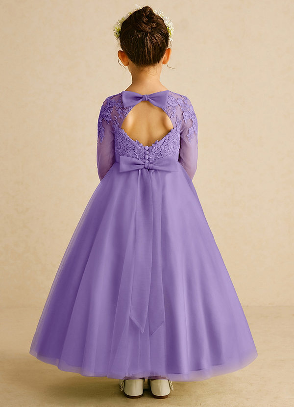 Azazie Precious Flower Girl Dresses Tahiti A-Line Lace Tulle Dress image1
