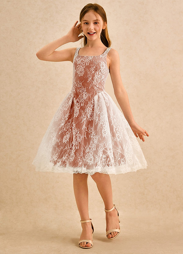Azazie Cubbie Girls Formal Flower Girl Dresses Burnt Orange A-Line Lace Dress image1