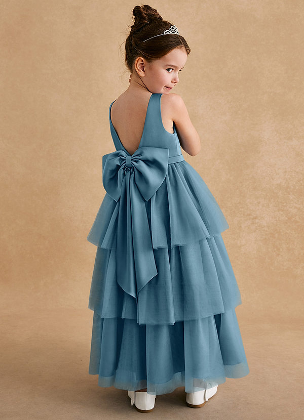 Azazie Megallie Sukienki dla dziewczynek sypiących kwiaty Linia A Ukłon Tiul Długość kostki Sukienka image1