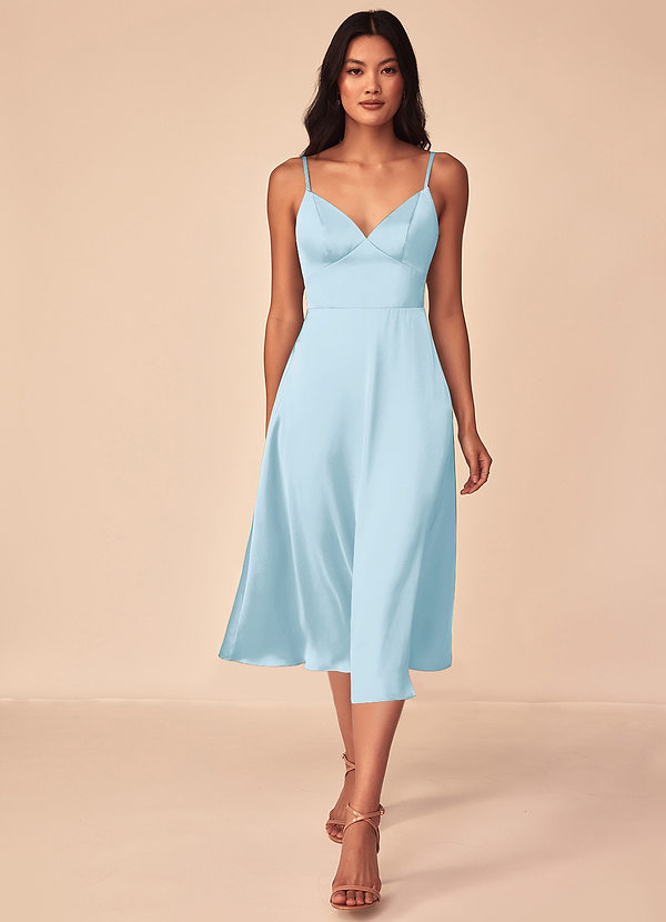 Azazie Dottie Bridesmaid Dresses Sky Blue A-Line Stretch Satin Dress image1