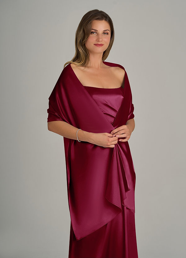 front Azazie Matching Color Ireland Metallic Satin Shawl