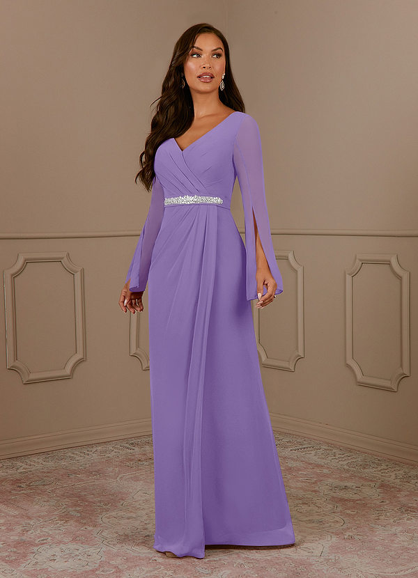 Azazie Belinda Moeder van de Bruid Jurken A-Lijn Jurk van Chiffon V-hals geplooid Tahiti image1