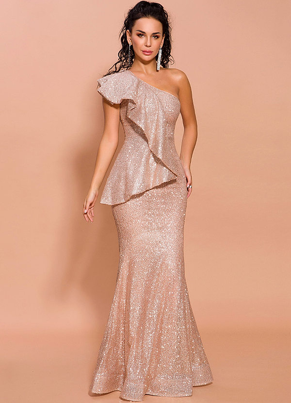 missord exaggerated ruffle one shoulder