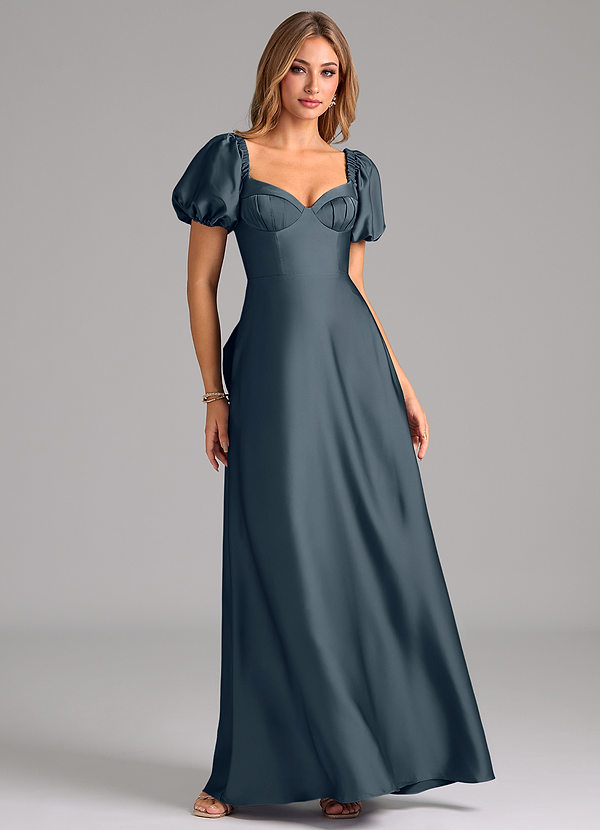 Azazie Fatima Bridesmaid Dresses Twilight A-Line Sweetheart Neckline Stretch Satin Dress image1