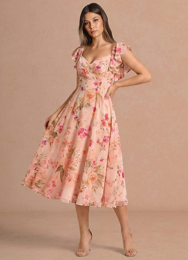 Robe Midi Bouquet Florale Abstrait Romilly image1