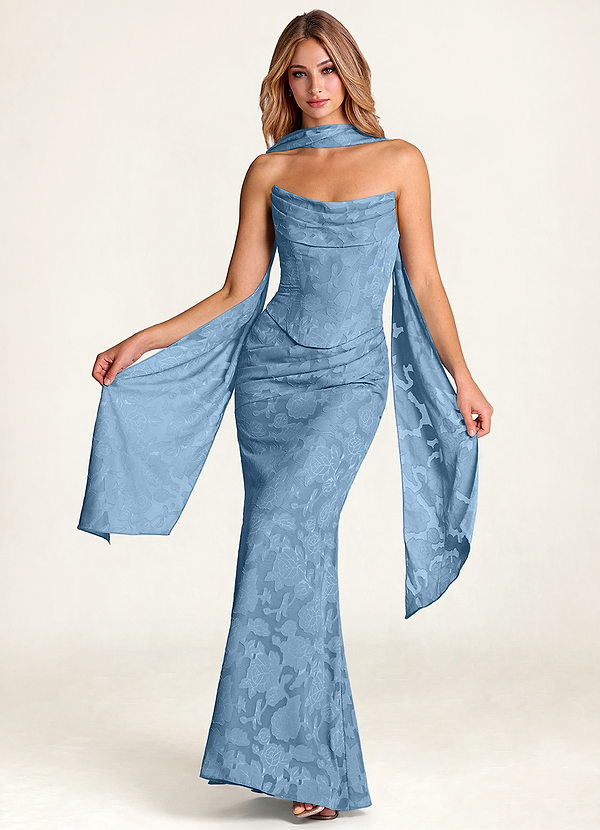 front Azazie Matching Color Floral Burnout Scarf