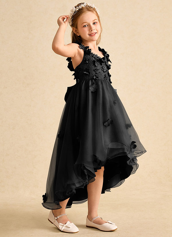 Azazie Tweety Flower Girl Dresses Black A-Line Lace Tulle Dress image1