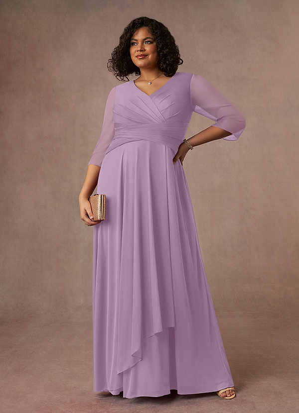 Azazie Annetta Suknie dla Matki Panny Młodej Linia A Pofałdowany Siatka Długość podłogi Sukienka image1