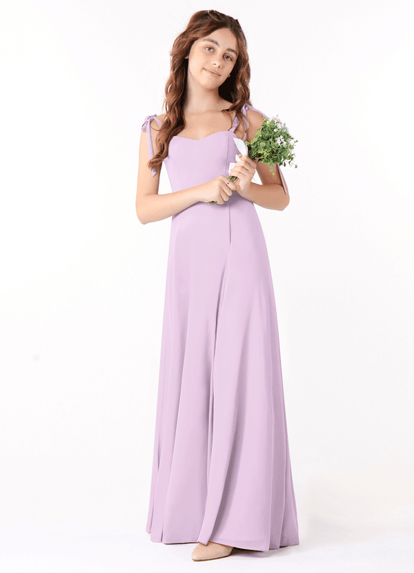 Azazie Rosey Junior Frosted Lilac A-Line Sweetheart Neckline Chiffon Dress image1