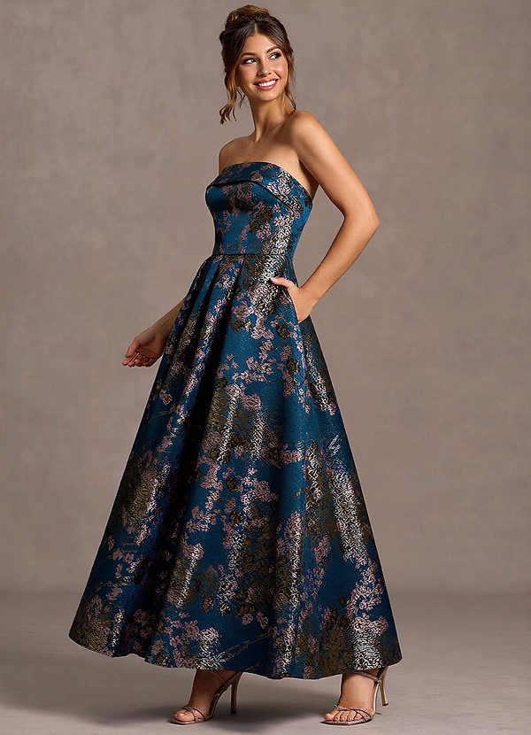 Xamira Teal Floral Maxi Dress image1