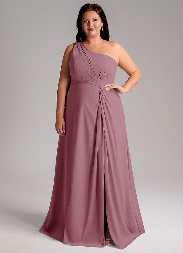 Azazie Brooke Bridesmaid Dresses Vintage Mauve A-Line One Shoulder Chiffon Dress image1
