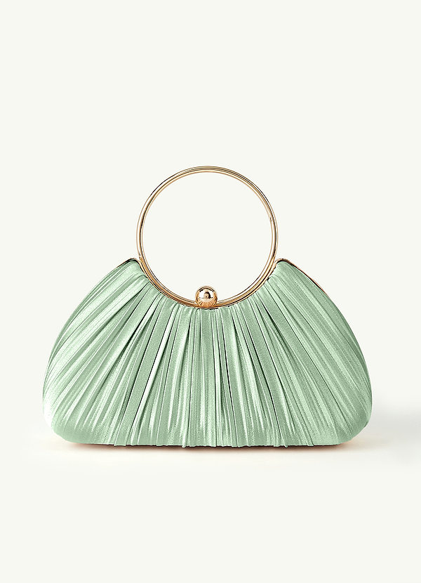 front Bijpassende kleur metallic satijnen geplooide handtas
