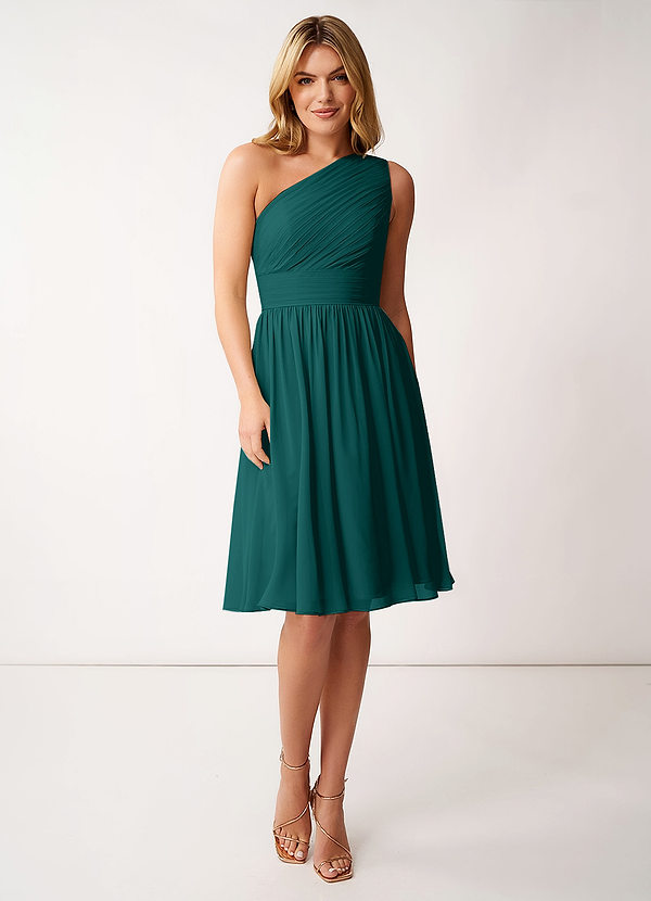 Peacock Knee Length Bridesmaid Dresses Starting at $79 | Azazie