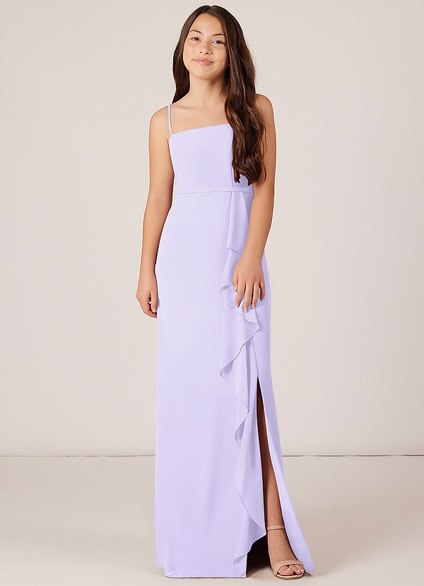 Azazie Kaylee Junior Lilac A-Line with Belt Chiffon Dress image1
