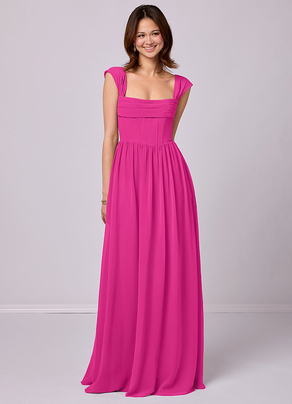 Barbie ♥ Azazie Bruidsmeisjes Jurken Jurk van Chiffon met A-Lijn Korset Barbie Roze image1