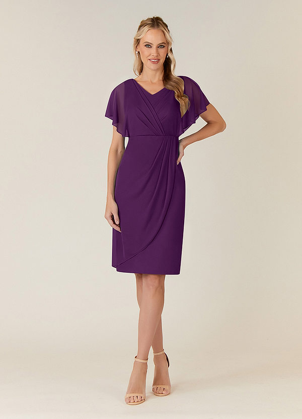 Azazie Waverly Robe Mère de la Mariée & du Marié Robe Fourreau en Maille Plissée Grain De Raisin image1