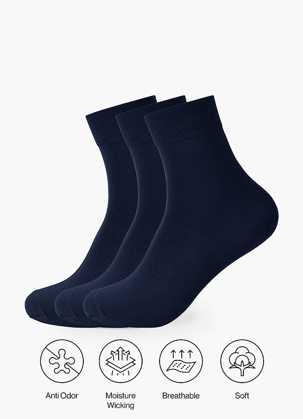 front Odor-Resistant Short Crew Dress Socks 3 Pack