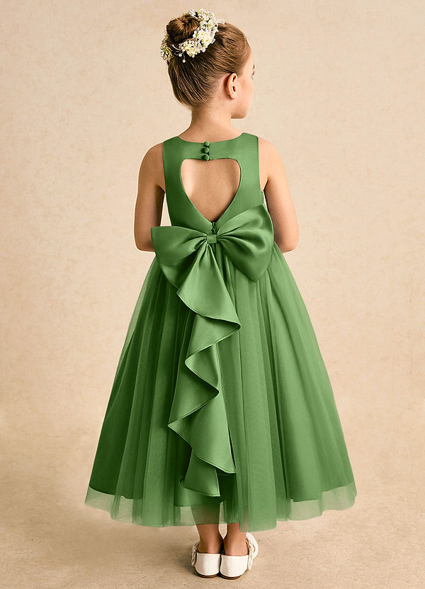 Azazie Solia Robes de Fillette d'Honneur Robe Princesse en Tulle Arc Basilic image1