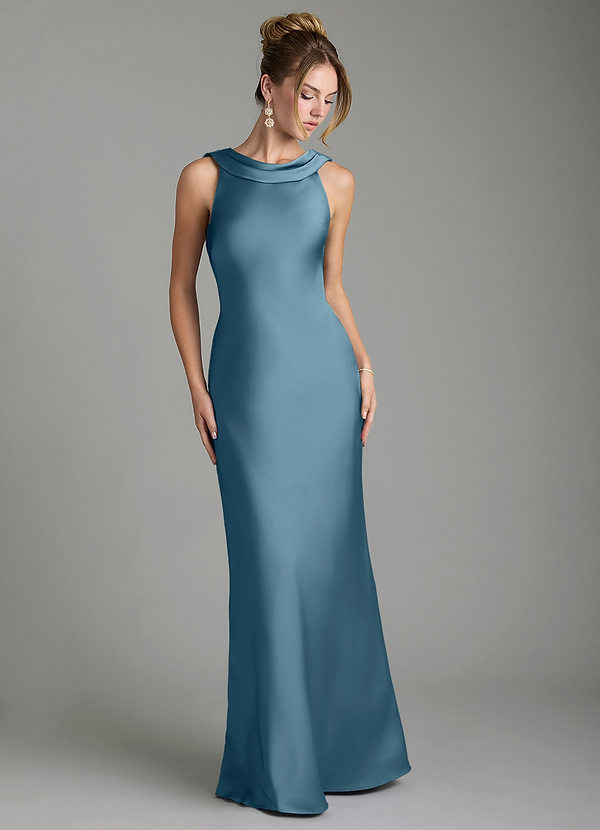 Azazie Aussie Bridesmaid Dresses Bermuda Sheath Pleated Stretch Satin Dress image1