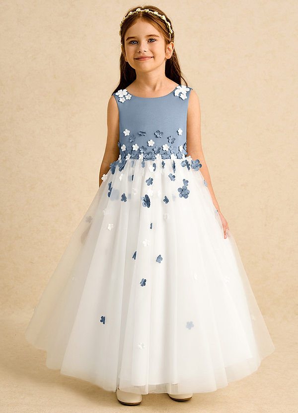 Azazie Eleni Sukienki dla dziewczynek sypiących kwiaty Suknia balowa Ukłon Tiul Długość kostki Sukienka image1