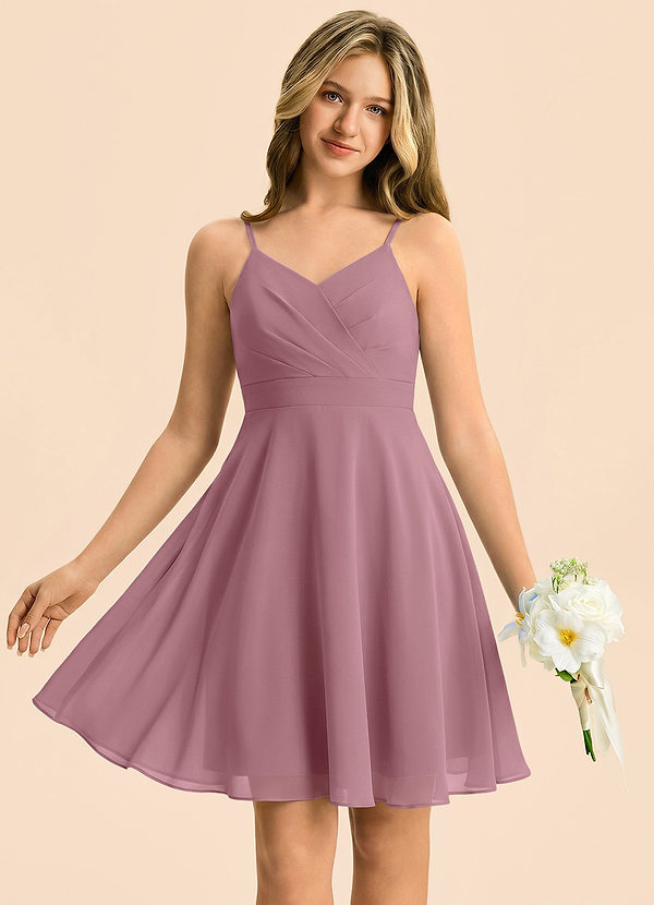 Avelina Junior Vestido Malva Vintage de Gasa de Corte en A con Plisado image1