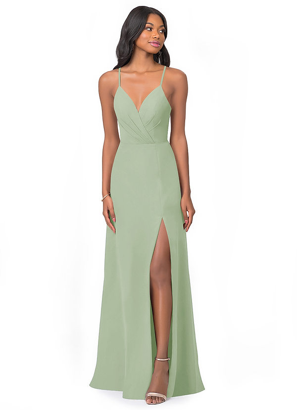 Azazie Everleigh Bridesmaid Dresses Dusty Sage A-Line Sweetheart Pleated Chiffon Dress image1