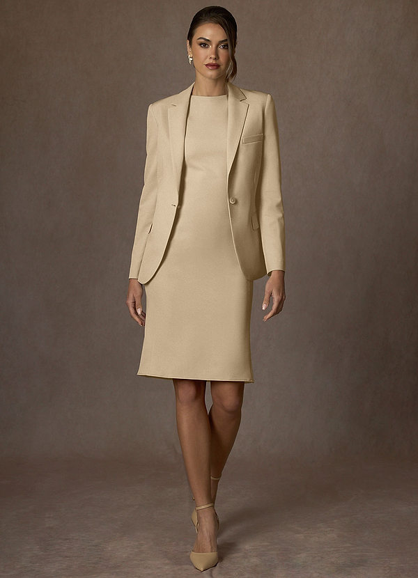 front Kennedy Champagne Structured Stretch Jacket and Dress Suit Set