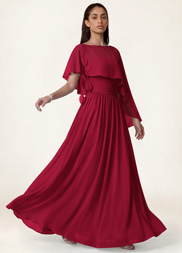 front Azazie Matching Color Floral Sheer Chiffon Cape