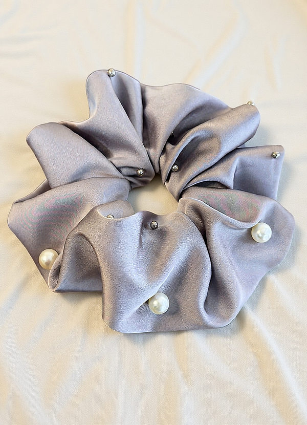 front Large Pearl Satin Scrunchie
