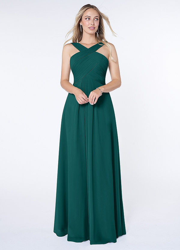 Brooke Justo En Frente Gasa Vestido De Dama De Honor Pavo Real Tallas Grandes