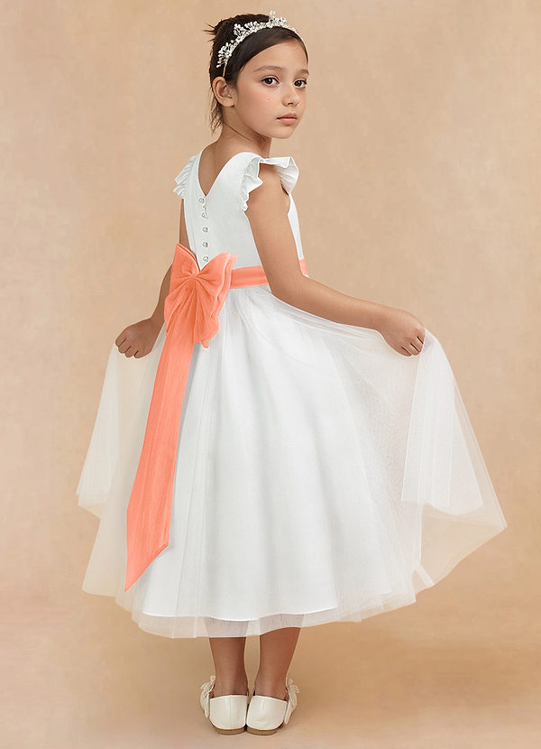Azazie Hemi Flower Girl Dresses Ivory Sunset A-Line Bow Tulle Dress image1