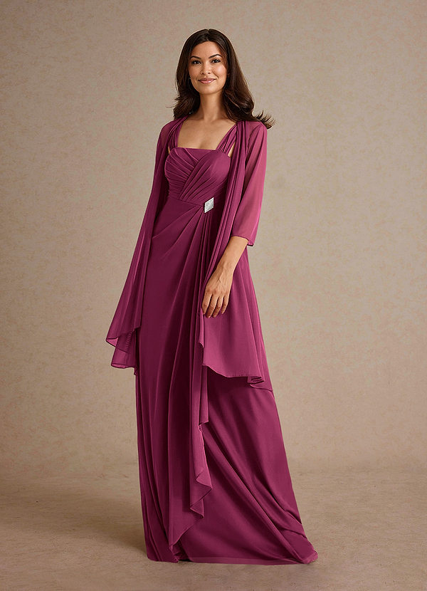 Azazie Clinton Mother of the Brides Dresses Mulberry A-Line Pleated Mesh Dress image1
