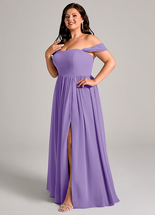 Azazie Calianna Bridesmaid Dresses Tahiti A-Line Off the Shoulder Chiffon Convertible Dress image1