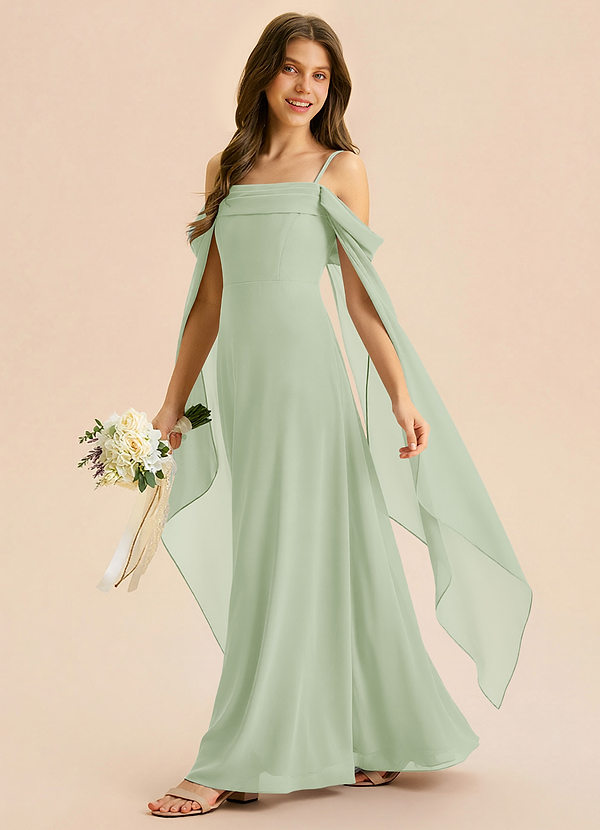 Azazie Moana Junior Dusty Sage A-Line Pleated Chiffon Dress image1