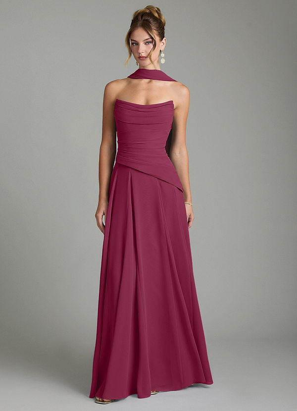 Azazie Gabriela Bridesmaid Dresses Mulberry A-Line Corset Chiffon Dress image1
