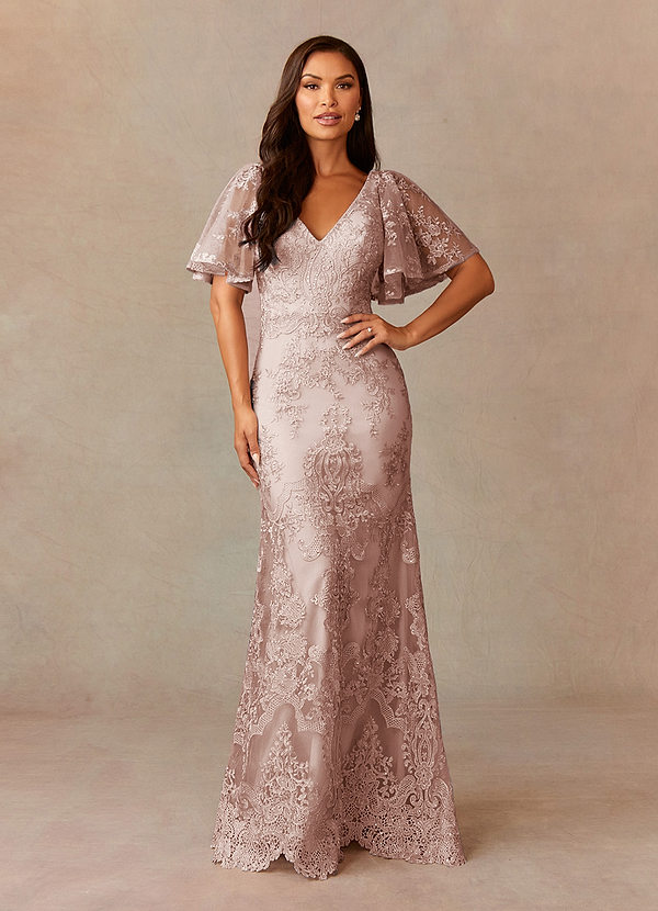 Upstudio Joliet Mother of the Bride Dresses Dusty Rose Mermaid V-Neck Lace Dress image1