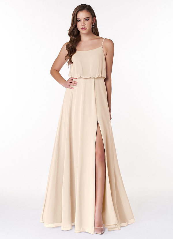 Azazie Lupe Bridesmaid Dresses A-Line Scoop Blouson Chiffon Floor-Length Dress image1