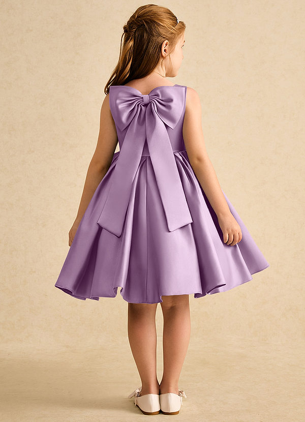 Azazie Jessie Vestidos de Niña de Flores Vestido de Glicinia de Satin Mate de Corte En A con Lazo image1