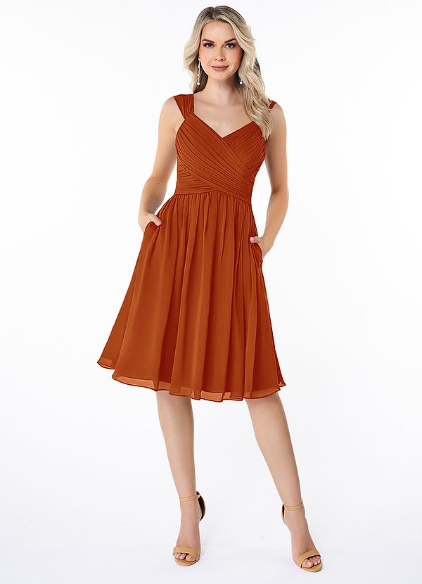 Azazie Angie Bridesmaid Dresses Paprika A-Line Corset Chiffon Dress image1